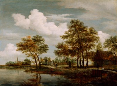 Een Rivierscène, 1658 door Meindert Hobbema